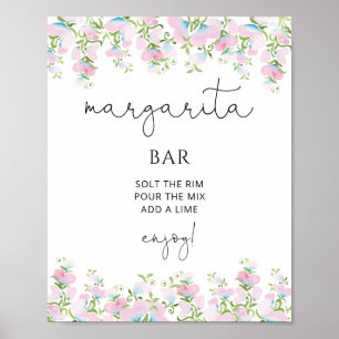 Margarita Bar Blush Roze Bloemige Bruidsdouche Poster