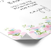 Margarita Bar Blush Roze Bloemige Bruiloftsborrel Poster (Hoek)