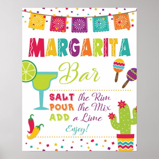 Margarita Bar Bord - Fiesta - Witte Achtergrond Poster (Voorkant)