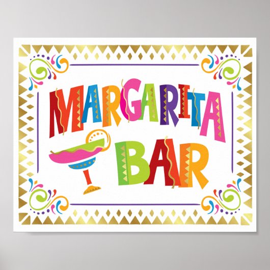 MARGARITA BAR Fiesta Party Sign Print (Voorkant)