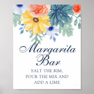 Margarita Bar Floral Succulent Vrijgezellenfeest Poster