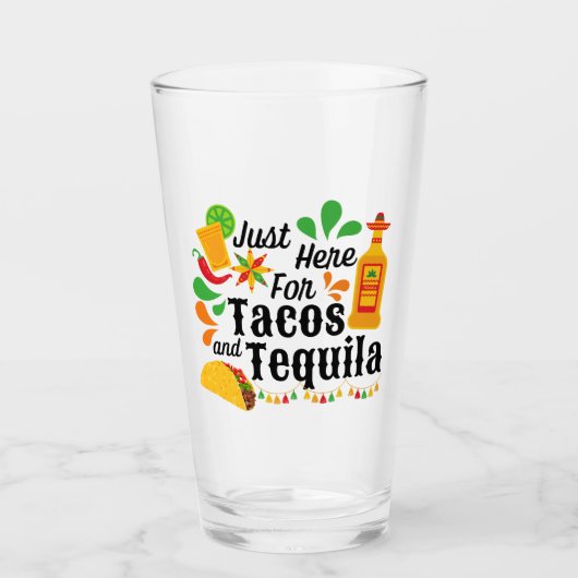 Margarita Bar Glass Just here for Tacos & Tequila Glas (Voorkant)