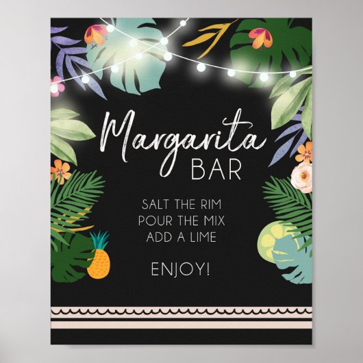 Margarita Bar Luau Tropisch Verjaardagsfeest Bord Poster (Voorkant)