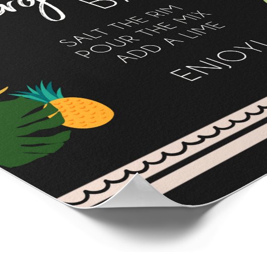Margarita Bar Luau Tropisch Verjaardagsfeest Sign Poster (Hoek)