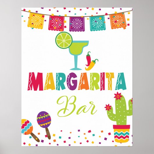 Margarita Bar Sign - Witte achtergrond Poster (Voorkant)
