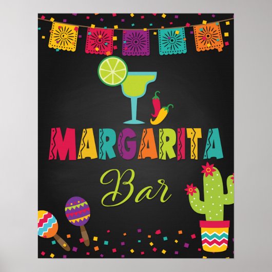 Margarita Bar Sign - Zwarte achtergrond Poster (Voorkant)