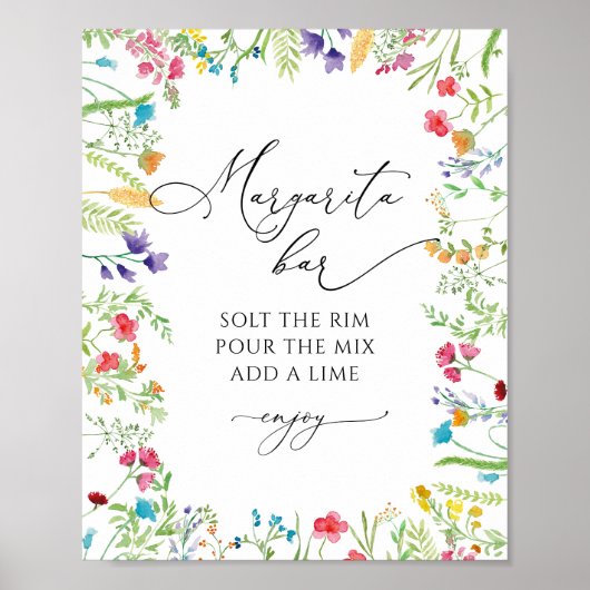 Margarita Bar Wildflower Vrijgezellenfeest Poster (Voorkant)