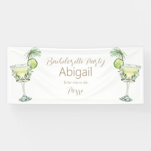 Margarita Beach Ride of Die Posse Bachelorette Spandoek (Horizontaal)