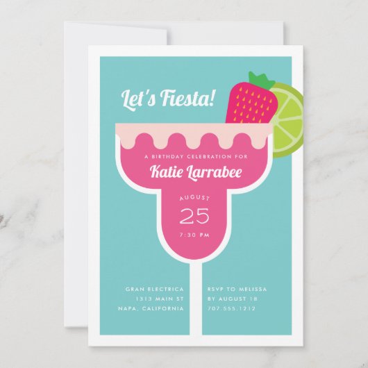 Margarita Birthday Party Invitation Kaart (Voorkant)