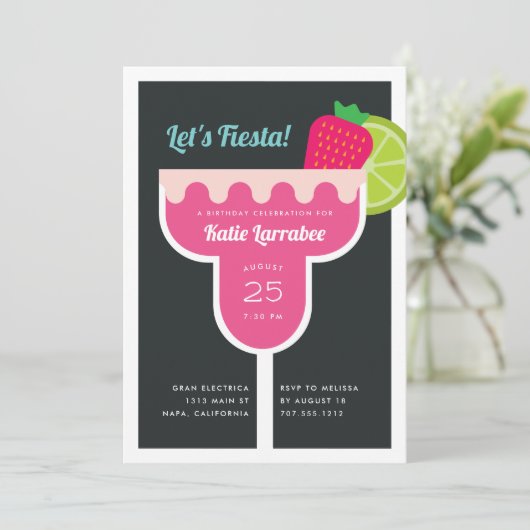 Margarita Birthday Party Invitation Kaart (Staand voorkant)