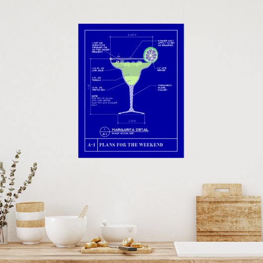 Margarita Blue Print Poster (Keuken)