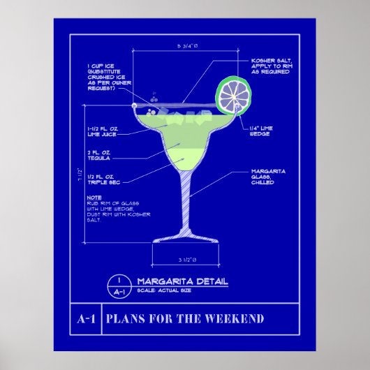 Margarita Blue Print Poster (Voorkant)