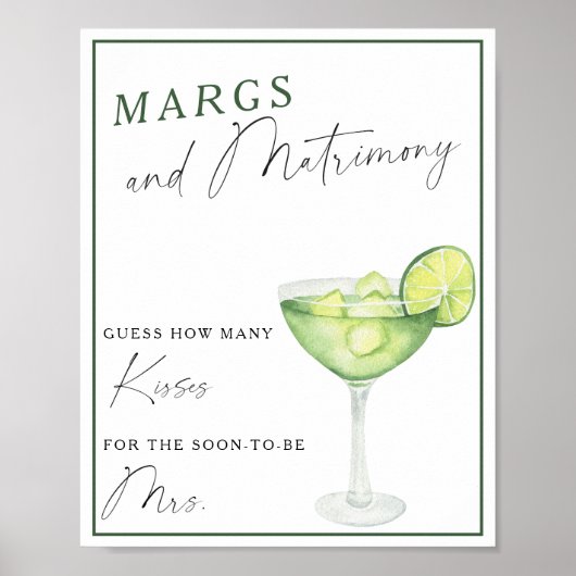 Margarita Bruidsfeest Hoeveel kusjes Poster (Voorkant)