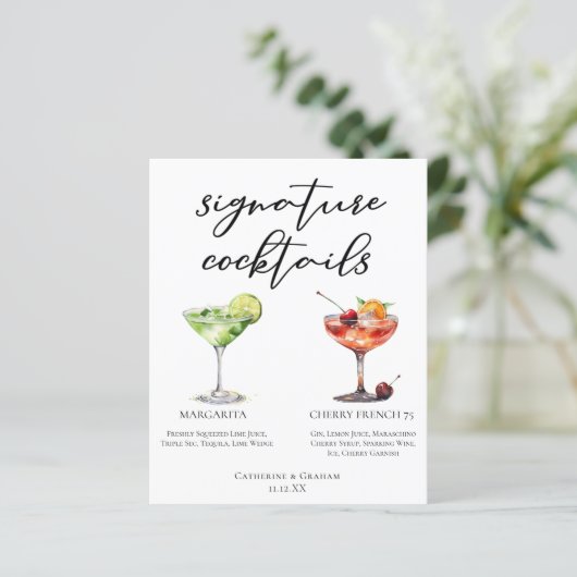 Margarita Cherry French 75 Huwelijkscocktails Menu (Staand voorkant)