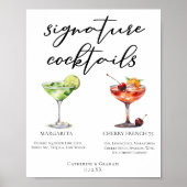 Margarita Cherry French 75 Huwelijkscocktails Menu Poster (Voorkant)