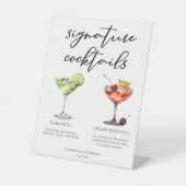 Margarita Cherry French 75 Huwelijkscocktails Menu Reclamebord Met Voetstuk (Voorkant)