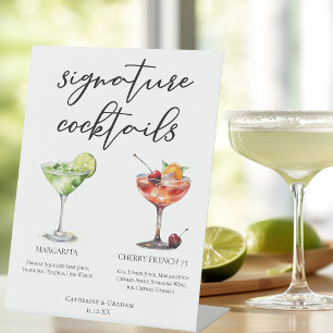 Margarita Cherry French 75 Trouwcocktails Menu Reclamebord Met Voetstuk