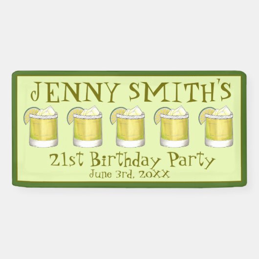 Margarita Cocktail 21e Verjaardag Bachelorette Spandoek (Horizontaal)