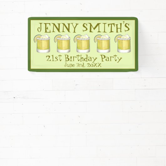 Margarita Cocktail 21e Verjaardag Bachelorette Spandoek (Insitu)