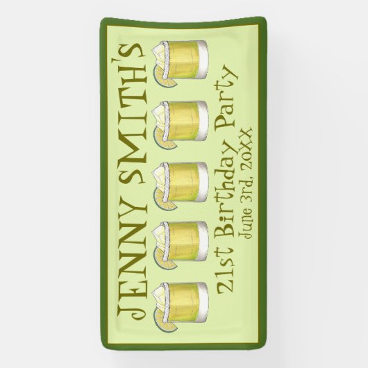 Margarita Cocktail 21e Verjaardag Bachelorette Spandoek (Verticaal)