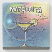 Margarita Cocktail (#9 van 12 Drink Recipe Set) Stenen Onderzetter (Voorkant)