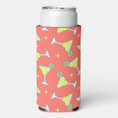 Margarita Cocktail Brillen Retro Patroon Roze Seltzer Blikjeskoeler (Seltzer Achterkant)