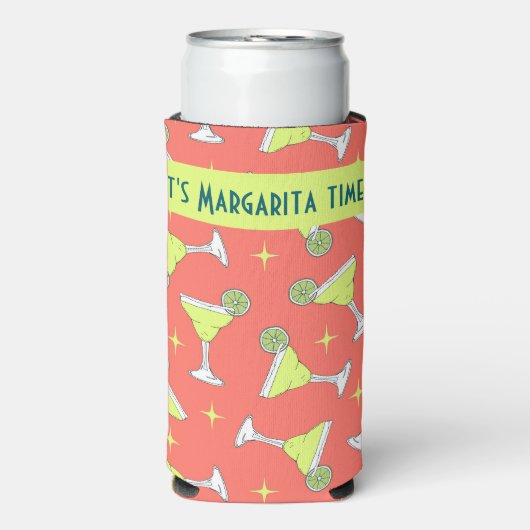 Margarita Cocktail Brillen Retro Patroon Roze Seltzer Blikjeskoeler (Seltzer Voorkant)