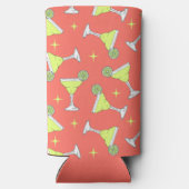 Margarita Cocktail Brillen Retro Patroon Roze Seltzer Blikjeskoeler (Achterkant)