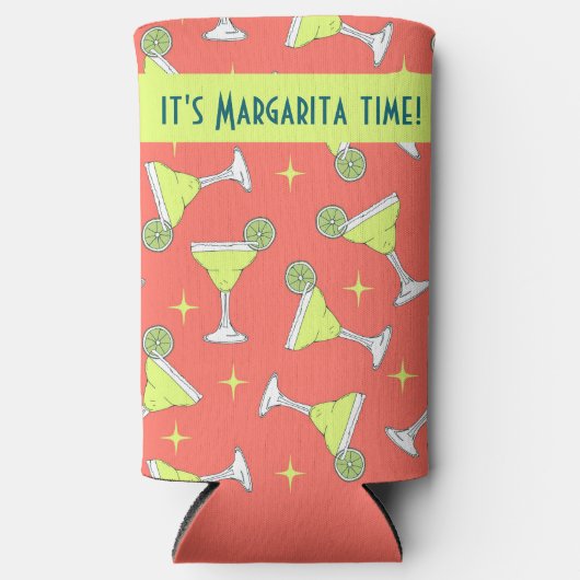 Margarita Cocktail Brillen Retro Patroon Roze Seltzer Blikjeskoeler (Voorkant)