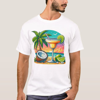 Margarita cocktail illustratie zomer t-shirt