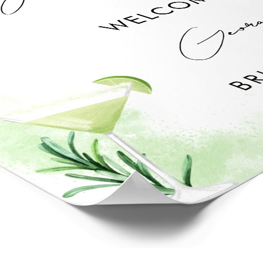 Margarita Cocktail Limoen Vrijgezellenfeest Welkom Poster (Hoek)