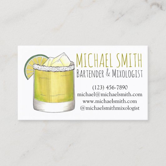 Margarita Cocktail Mixologist Bar Bartender Drink Visitekaartje (Voorkant)