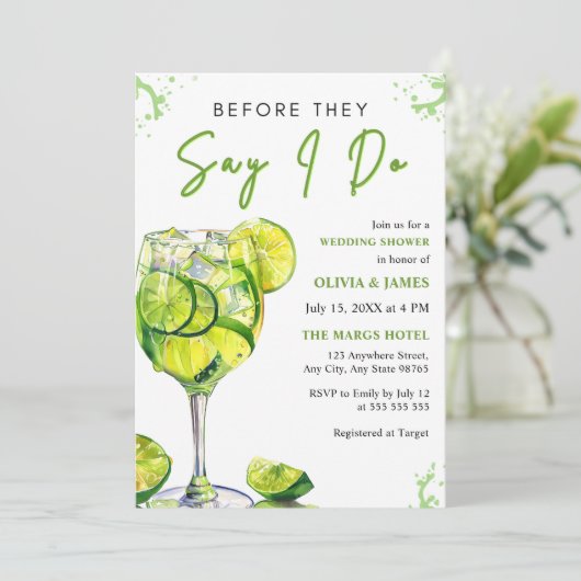 Margarita Cocktail Party Trouwpaar Douche Kaart (Staand voorkant)