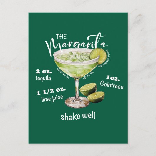 Margarita Cocktail Recept Bar Art Briefkaart (Voorkant)