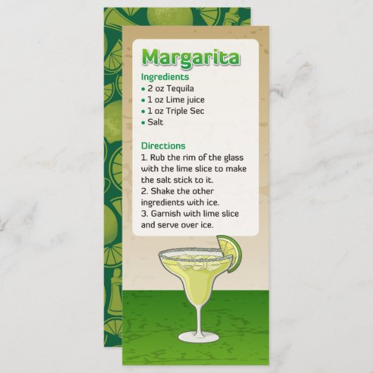 Margarita Cocktail Recept Uitnodiging (Voorkant / Achterkant)