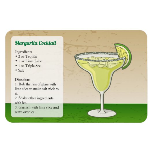 Margarita Cocktail Recipe Magneet (Horizontaal)