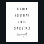 Margarita Cocktail Recipe Poster<br><div class="desc">Margarita Cocktail Recipe</div>