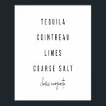 Margarita Cocktail Recipe Poster<br><div class="desc">Margarita Cocktail Recipe</div>