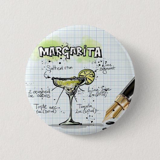 Margarita Cocktail Recipe Ronde Button 5,7 Cm (Voorkant)