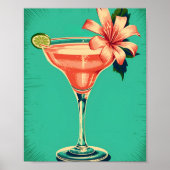 Margarita cocktail, retro, zachte postelkleur. poster (Voorkant)