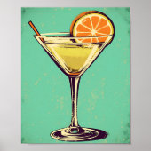 Margarita cocktail, retro, zachte postelkleur. poster (Voorkant)