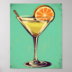 Margarita cocktail, retro, zachte postelkleur. poster