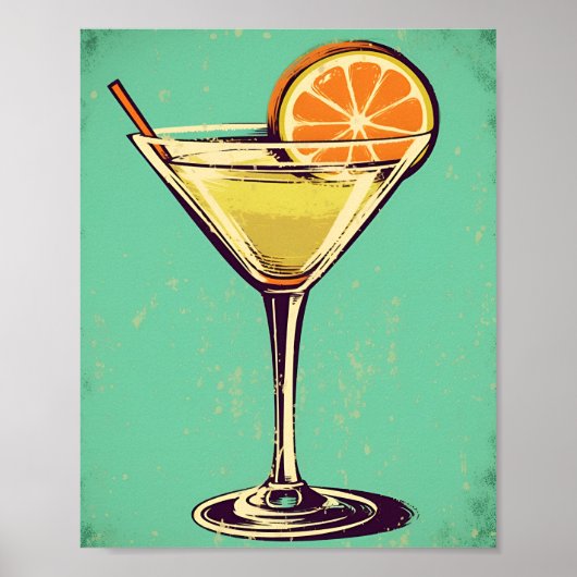 Margarita cocktail, retro, zachte postelkleur. poster (Voorkant)