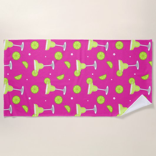 Margarita Cocktail Roze Groene Zomer Fun Strandlaken (Voorkant)