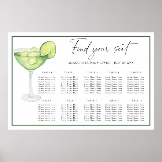 Margarita Cocktail Trouwstoel kaart Poster (Voorkant)
