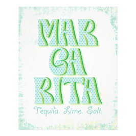 Margarita Cocktail Typografie Tequila Limoen Zout Foto Afdruk