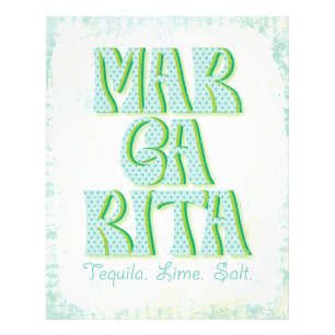 Margarita Cocktail Typografie Tequila Limoen Zout Foto Afdruk