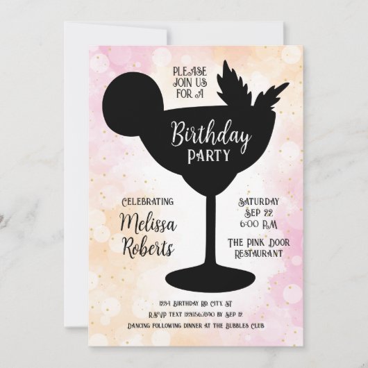 Margarita Cocktail Verjaardagsfeestje Kaart (Voorkant)