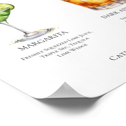 Margarita Dark & Stormy Signature Cocktails Menu Poster (Hoek)