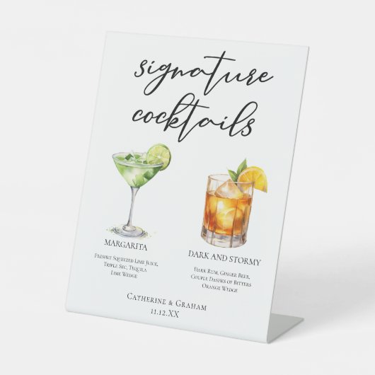 Margarita Dark & Stormy Signature Cocktails Menu Reclamebord Met Voetstuk (Voorkant)
